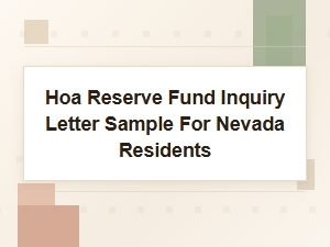 Hoa Reserve Fund Inquiry Letter Sample Nevada