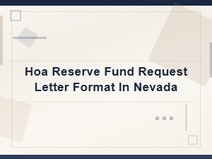 Hoa Reserve Fund Request Letter Format Nevada