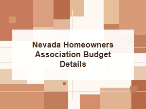 Nevada Homeowners Association Budget Reports