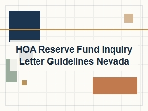 Nevada Hoa Reserve Fund Inquiry Guidelines