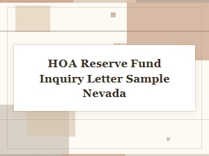 Nevada Hoa Reserve Fund Inquiry Letter Sample