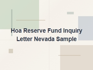 Hoa Reserve Fund Inquiry Letter Sample Nevada